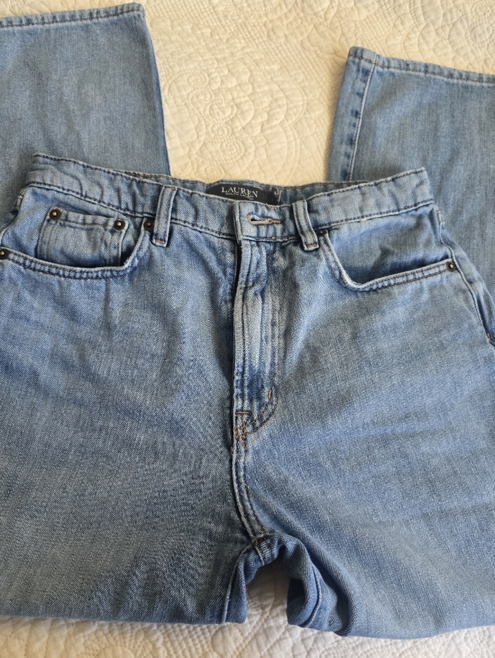 Light Blue Lauren Ralph Lauren Crop Jeans - Classic Straight Fit